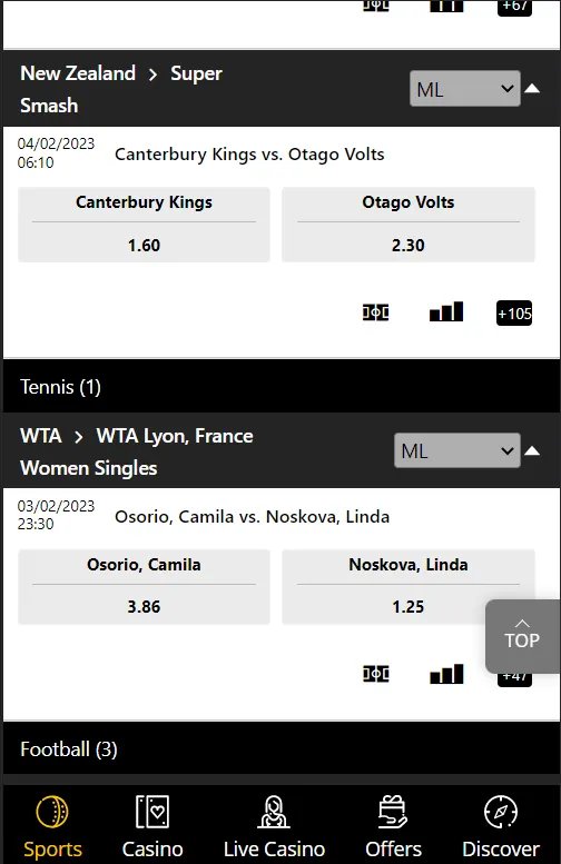 Sports & Cricket Betting in the 10CRIC App